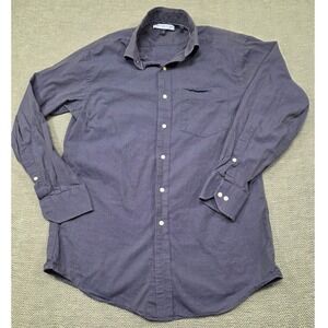 Tommy Hilfiger Ithaca Mens Navy Blue Micro Pattern Button Down Shirt 15 32-33 M